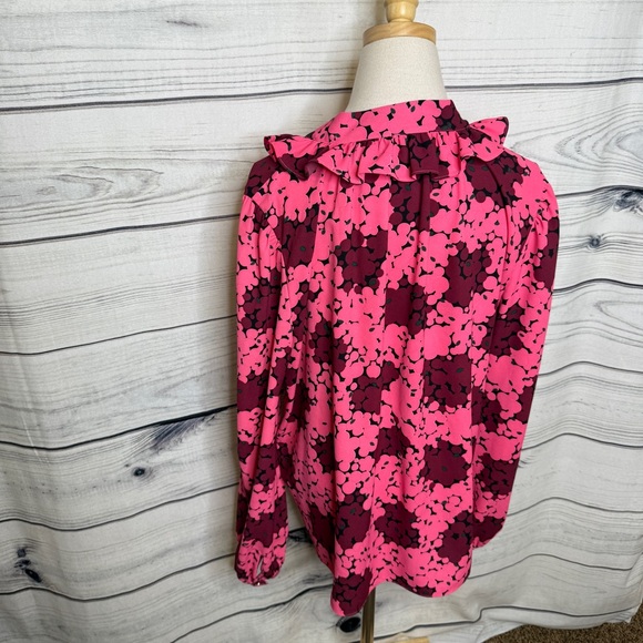 Kate Spade Vibrant Pink and Black Floral Blouse - Picture 2 of 4